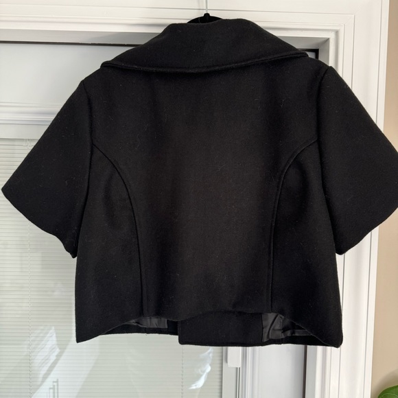 Dimiri Cropped Short Sleeve Portrait Collar Rosette Wool Blend Coat Size XL - Picture 2 of 12